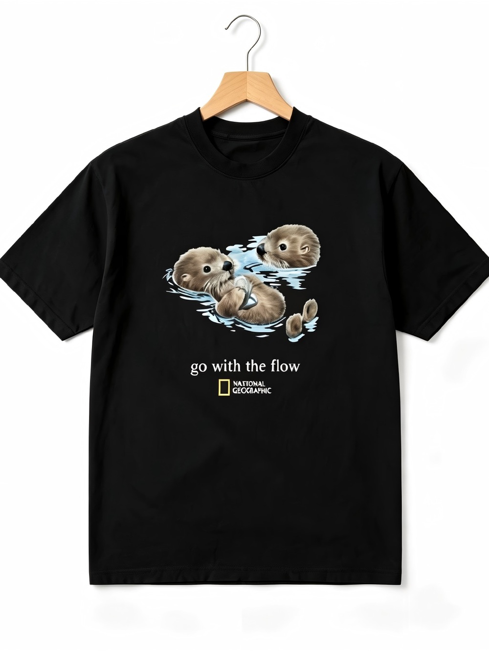 National Geographic Otter Go With The Flow Graphic Womens Mens T-shirt Unisex